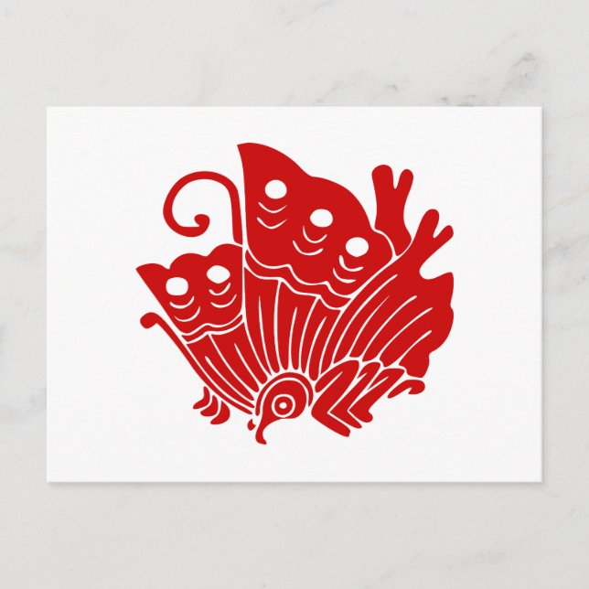 Asian Butterfly Japanese Kamon Design Postcard (Front)