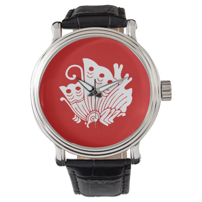 Asian Butterfly Japanese Kamon Design Watch (Front)