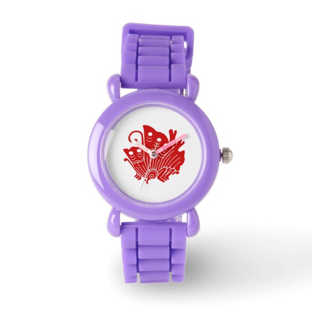 Asian Butterfly Japanese Kamon Design Watch (Front)