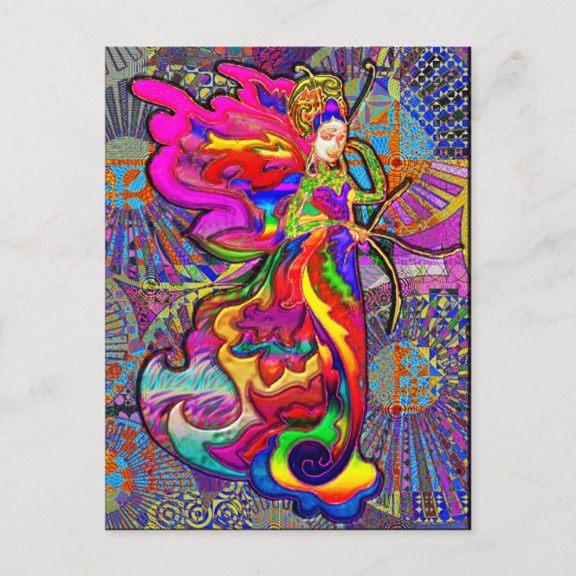 Asian Butterfly Woman Postcard (Front)