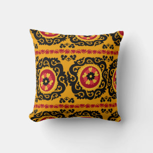 Asian Carpet Suzanne: Traditional Embroidery Throw Pillow