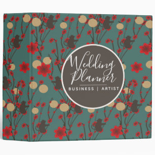 Asian Cherry Blossom Monkey Wedding Planner Binder