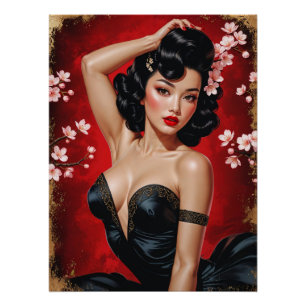 Asian Cherry Pin-Up Poster in flower 🌸