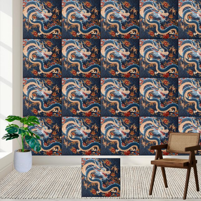 Asian Chinoiserie Dragon Tile  (Asian Chinoiserie Dragon Tile)