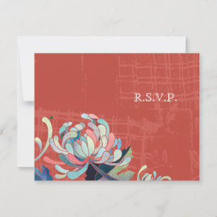 Asian Chrysanthemum Red Wedding RSVP