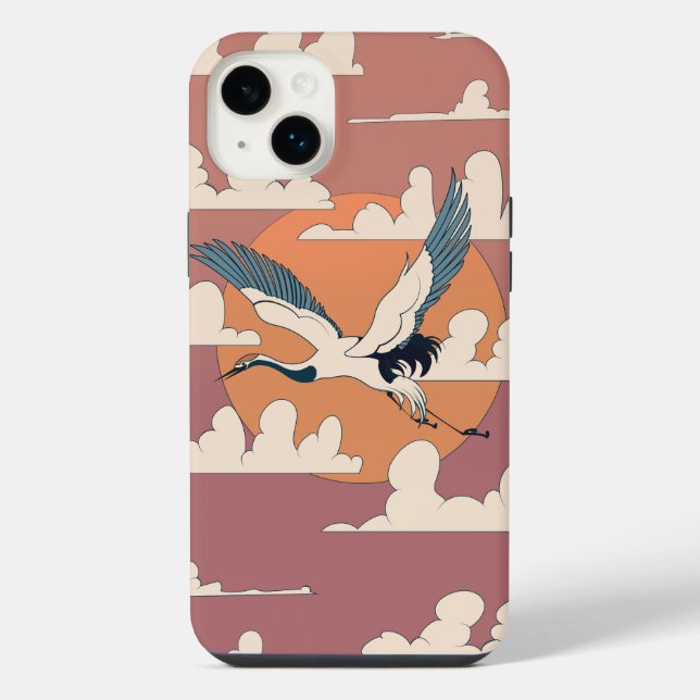 Asian Crane In Flight iPhone Case (Back)