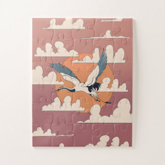 Asian Crane In Flight Jigsaw Puzzle