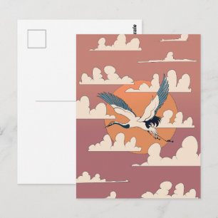 Asian Crane In Flight Postcard