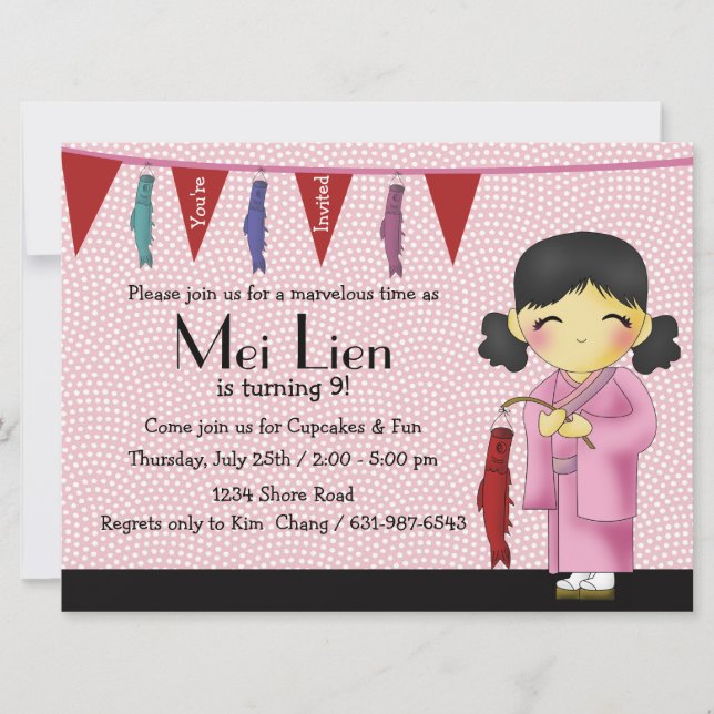 Asian Cutie - Birthday Party Invitation (Front)