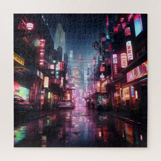 Asian Cyberpunk City Jigsaw Puzzle (Vertical)