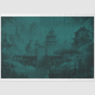 Asian Design Mural Decoupage Paper Blue