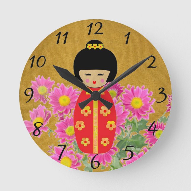 Asian Dolls Round Clock (Front)