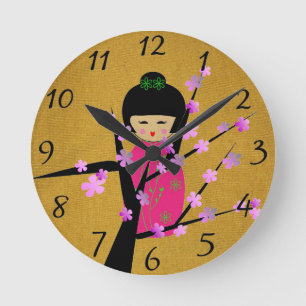 Asian Dolls Round Clock