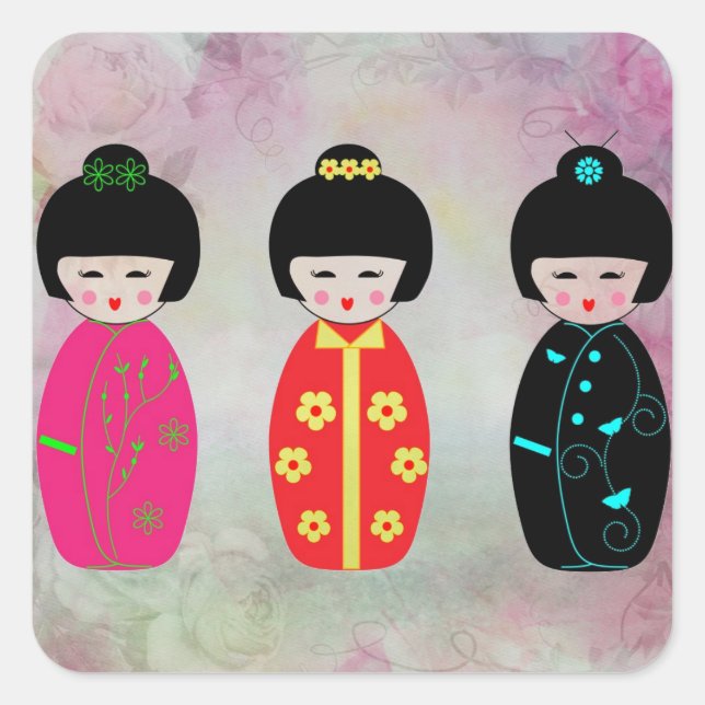 Asian Dolls Square Sticker (Front)