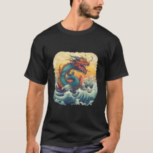 Asian Dragon Anime Japanese Sea Waves T-Shirt