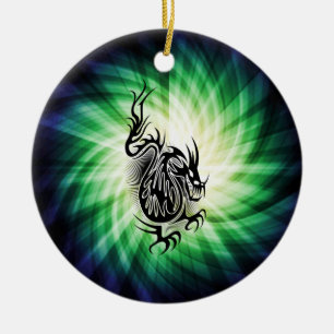 Asian Dragon Design; cool Ceramic Ornament