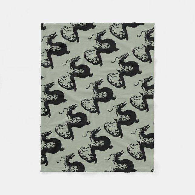 Asian Dragon Fleece Blanket (Front)