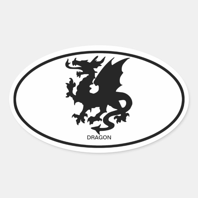 Asian Dragon Oval Sticker (Front)