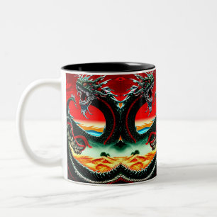 ASIAN DRAGON   THROW PILLOW Two-Tone COFFEE MUG