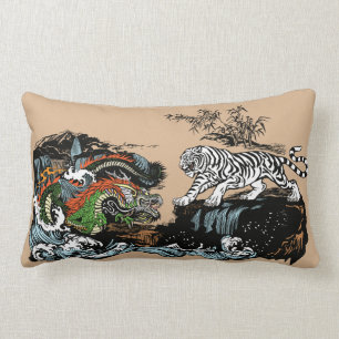 Asian Dragon versus Tiger Lumbar Pillow
