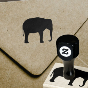 Asian Elephant Silhouette Rubber Stamp