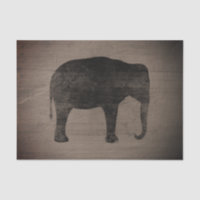 Asian Elephant Silhouette Rustic Style