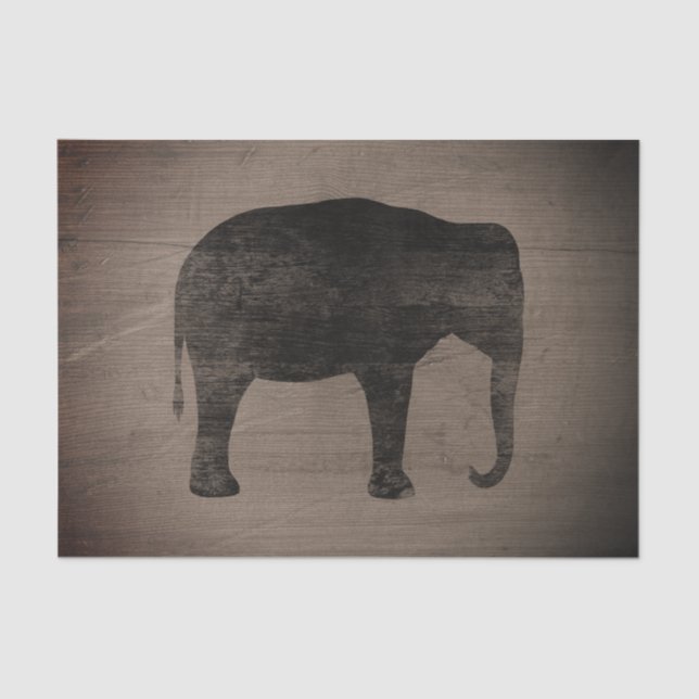 Asian Elephant Silhouette Rustic Style Tissue Paper (Front)