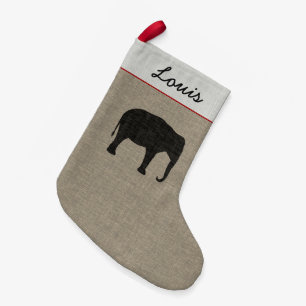 Asian Elephant Silhouette Wildlife Holiday Xmas Small Christmas Stocking