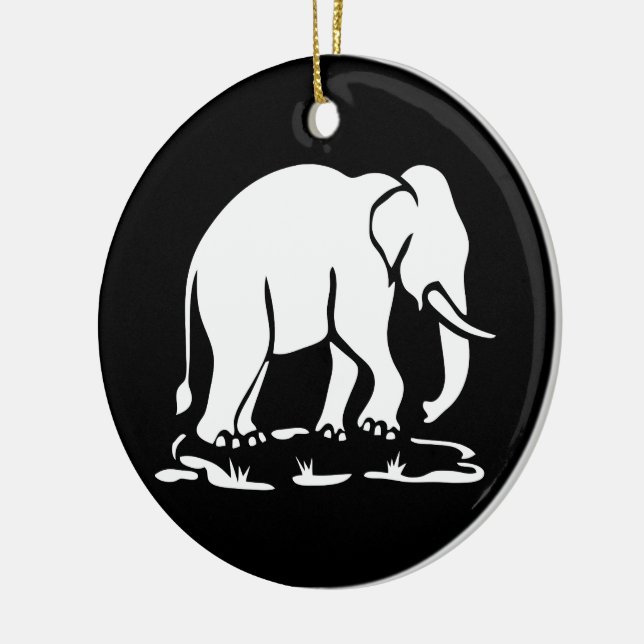 Asian Elephants Ahead Thai Elephant Trekking Sign Ceramic Ornament (Left)