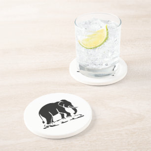 Asian Elephants Ahead Thai Elephant Trekking Sign Coaster