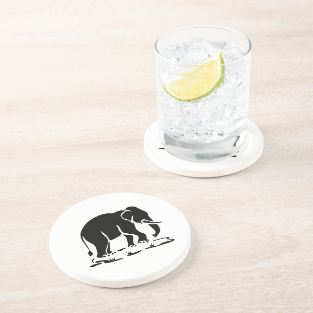 Asian Elephants Ahead Thai Elephant Trekking Sign Coaster (Side)