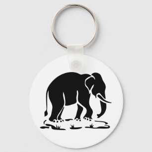 Asian Elephants Ahead Thai Elephant Trekking Sign Keychain