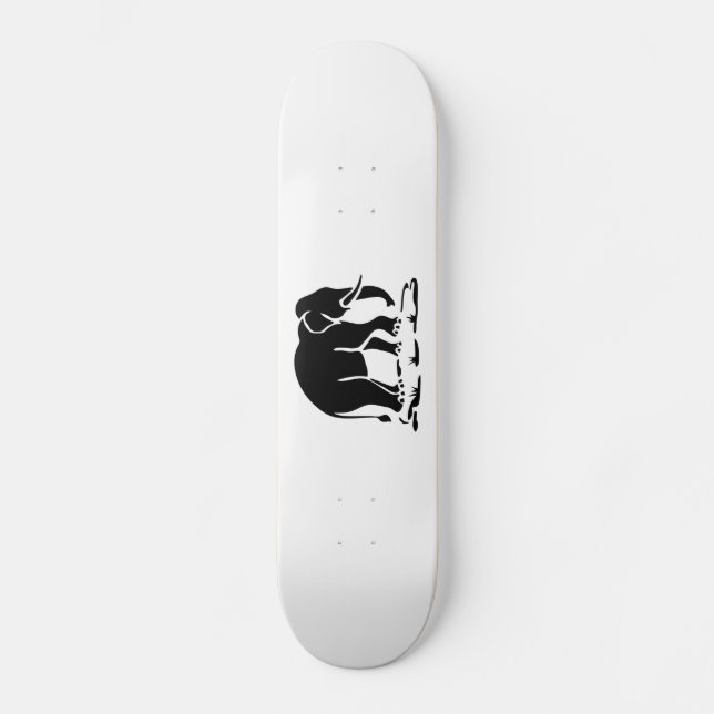 Asian Elephants Ahead Thai Elephant Trekking Sign Skateboard (Front)