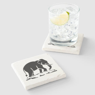 Asian Elephants Ahead Thai Elephant Trekking Sign Stone Coaster