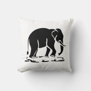 Asian Elephants Ahead Thai Elephant Trekking Sign Throw Pillow