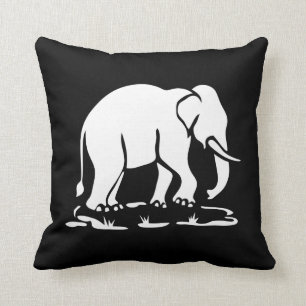 Asian Elephants Ahead Thai Elephant Trekking Sign Throw Pillow