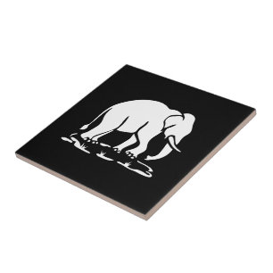 Asian Elephants Ahead Thai Elephant Trekking Sign Tile