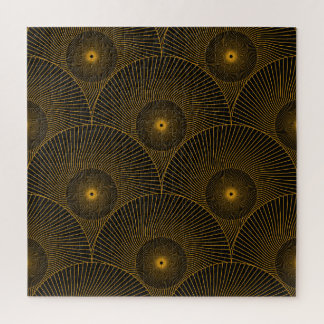 Asian feathers: gold-black seamless. jigsaw puzzle