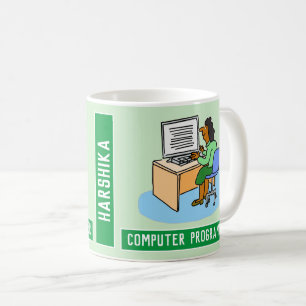 Asian Female Computer Programmer With Name. Coffee Mug