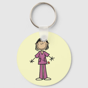 Asian Female Stick Figure Nurse Keychain