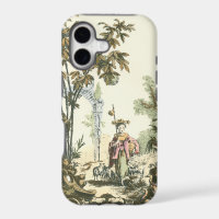 Asian Garden with Woman and Animals