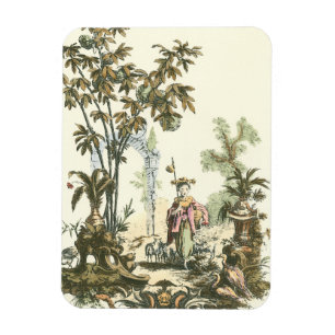 Asian Garden with Woman and Animals Magnet