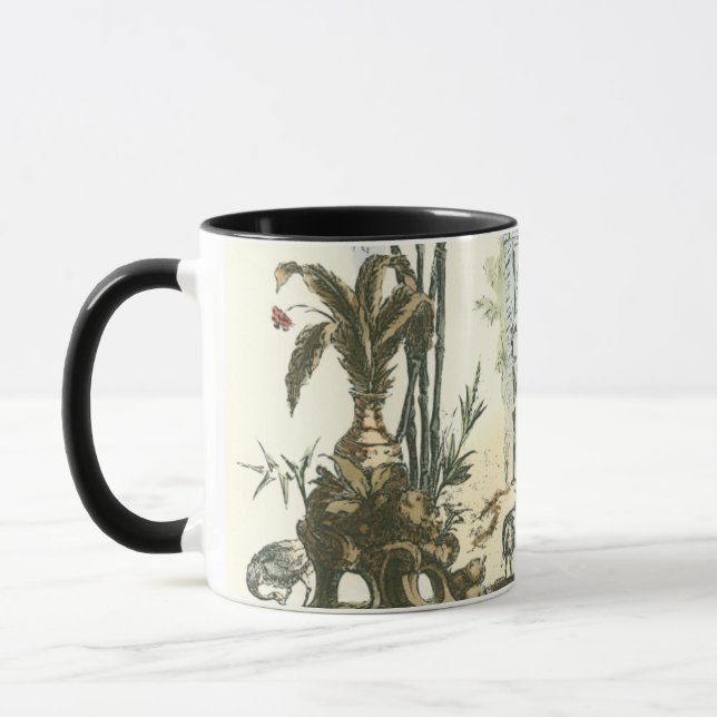 Asian Garden with Woman and Animals Mug (Left)