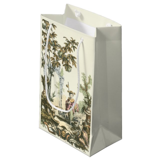 Asian Garden with Woman and Animals Small Gift Bag (Front Angled)