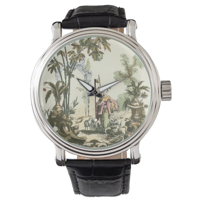 Asian Garden with Woman and Animals Watch (Front)