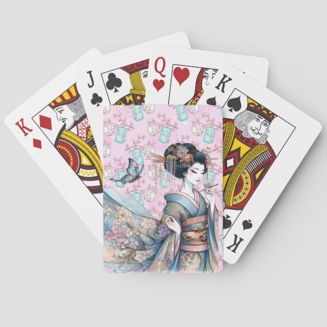 Asian Geisha Dancer  Playing Cards (Back)