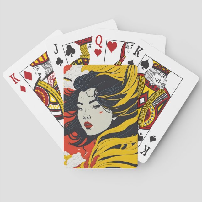Asian Girl Colourful Playing Cards (Back)