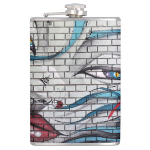 Asian Girl Graffiti  Hip Flask