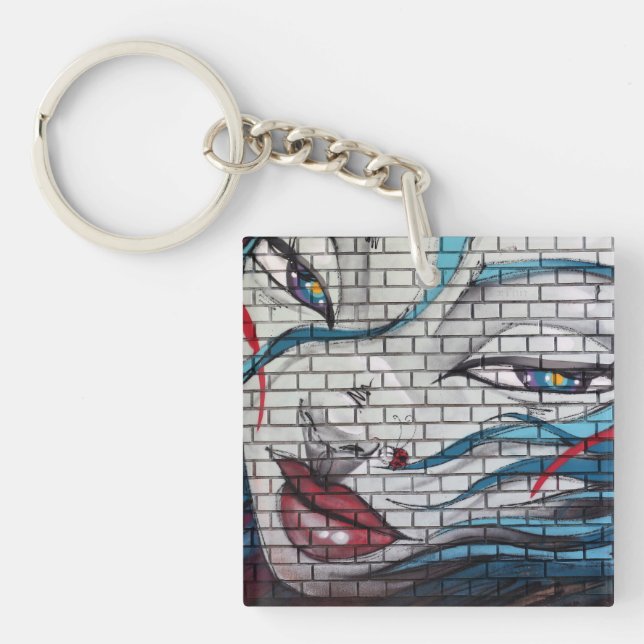 Asian Girl Graffiti  Keychain (Front)