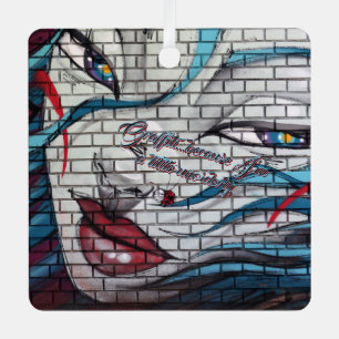 Asian Girl Graffiti Metal Ornament